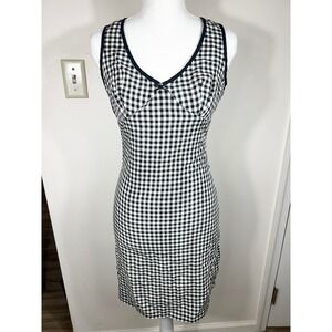 Y2K Over Kleshas Black Cream Gingham Check Dress Women's S Bow Babydoll Coquette